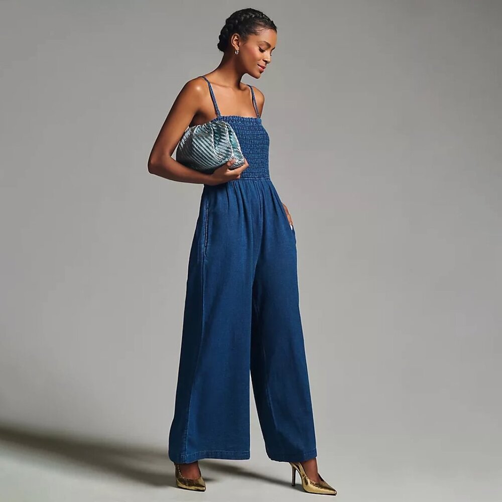 Anthropologie Pilcro Smocked Romper in Indigo